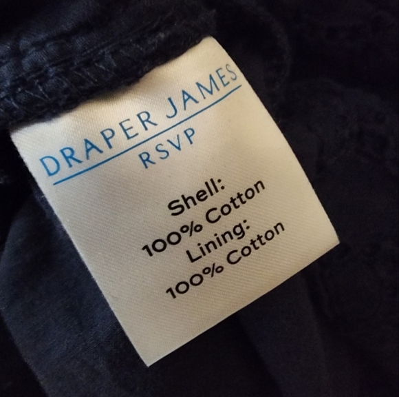 Draper James Romper Navy Blue Eyelette Gold Buttons Small Coquette Coastal Prep - Picture 10 of 11